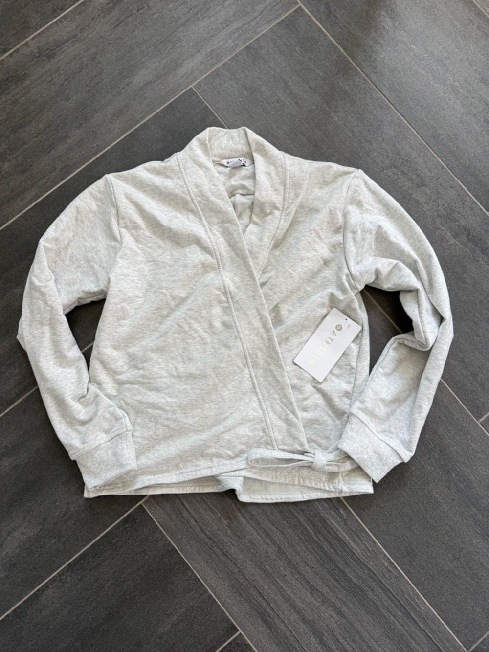 Athleta Retroterry Wrap Sweatshirt Gray NWT XS